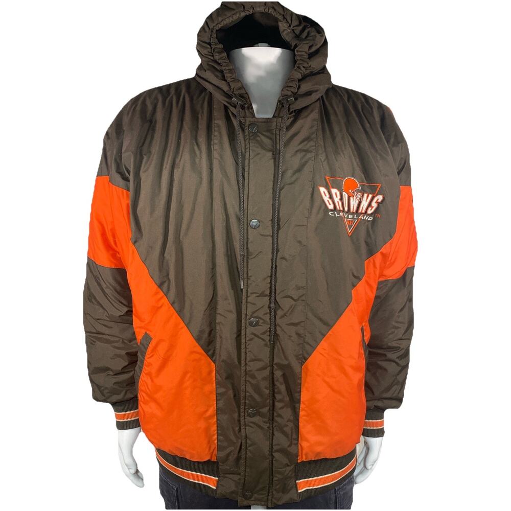 Vintage 90s Cleveland Browns Logo 7 NFL Winter Puffer Jacket Size XL